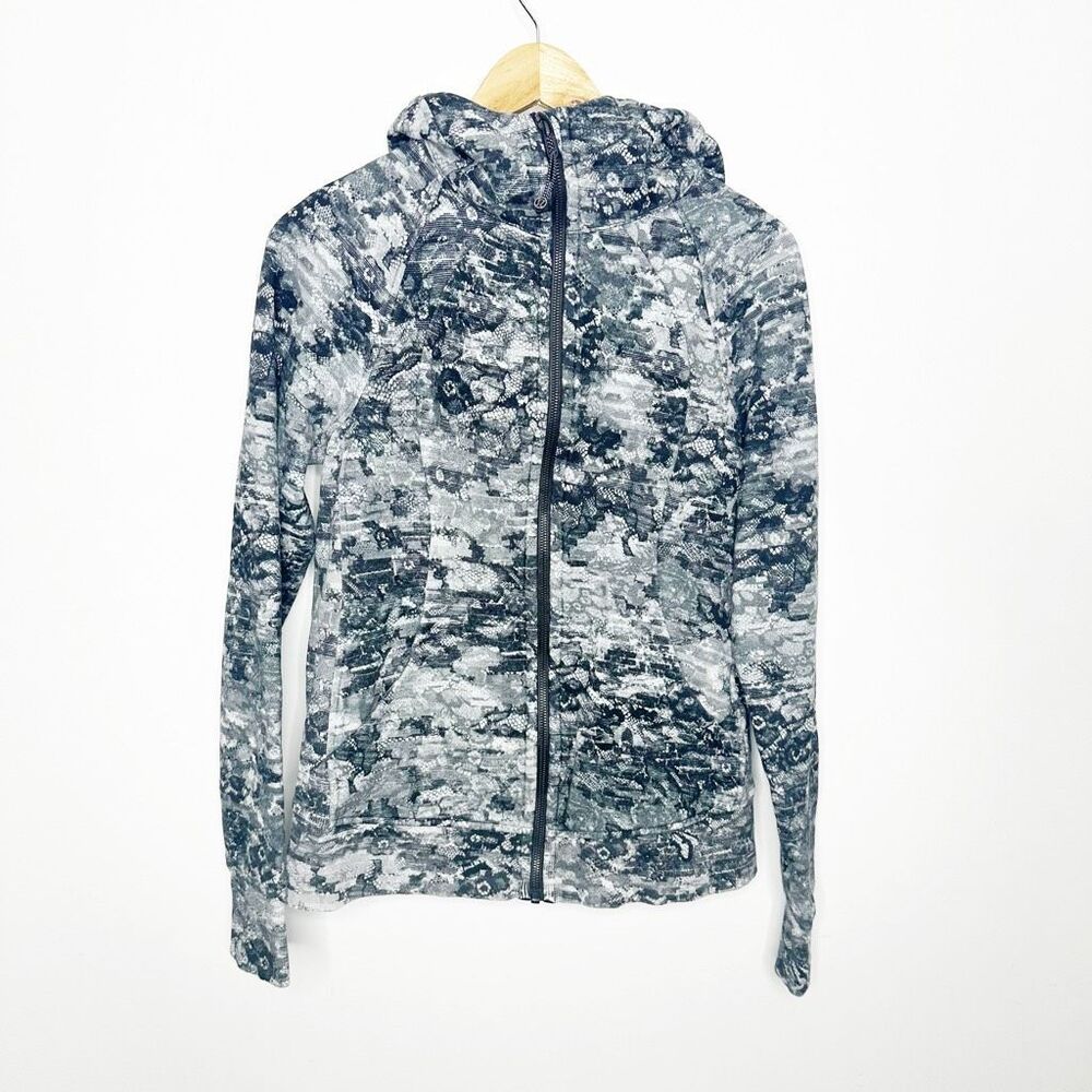 Lululemon Scuba Hoodie womens 10 Light Cotton Fleece Masked Lace Starlight Black - Picture 2 of 5